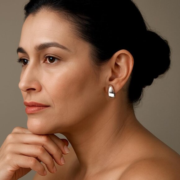 Sterling Silver Omega Back Earrings for Women Stud Jewelry Gift - Picture 6 of 8